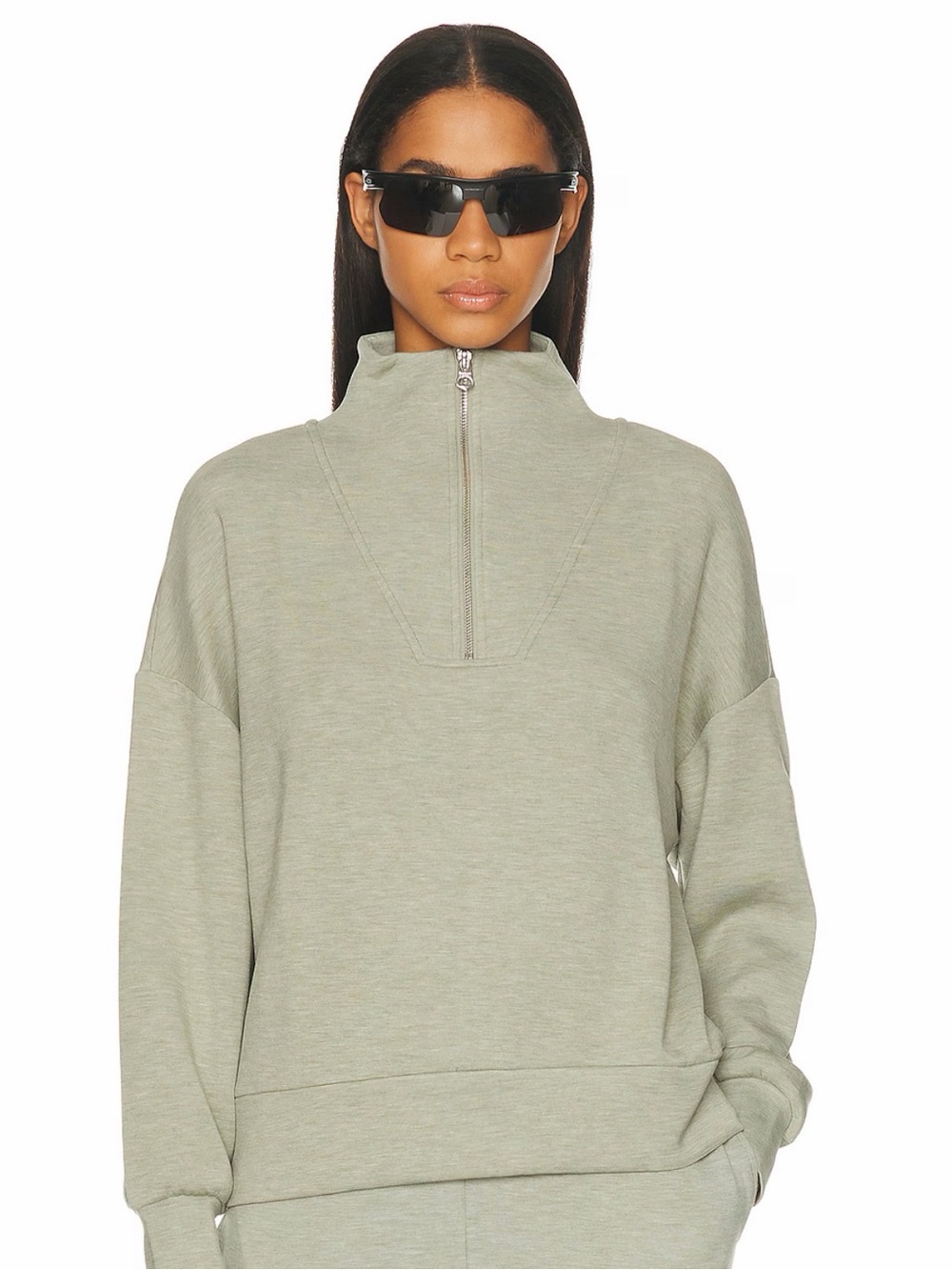 Varley Hawley Half-Zip Pullover Sweatshirt in Sage Green NWOT oversized small